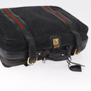 GUCCI GG Canvas Web Sherry Line Suitcase Black Gold Auth 179648-6