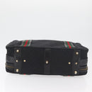 GUCCI GG Canvas Web Sherry Line Suitcase Black Gold Auth 179648-5