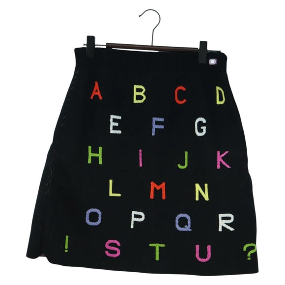 CHANEL Knitted Fabrics Skirt Wool Black CC Auth 179649M