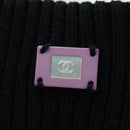 CHANEL Knitted Fabrics Skirt Wool Black CC Auth 179649M-4