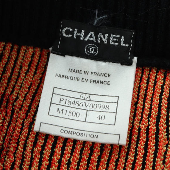 CHANEL Knitted Fabrics Skirt Wool Black CC Auth 179649M