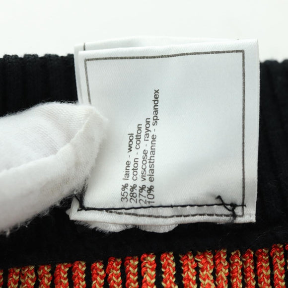 CHANEL Knitted Fabrics Skirt Wool Black CC Auth 179649M