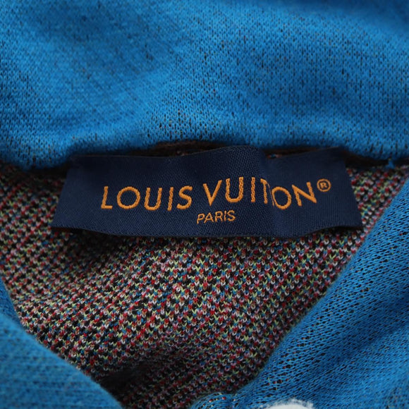 LOUIS VUITTON Knitted Hoodie Cotton Blue LV Auth 179652M