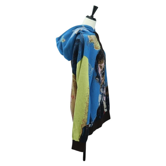 LOUIS VUITTON Knitted Hoodie Cotton Blue LV Auth 179652M