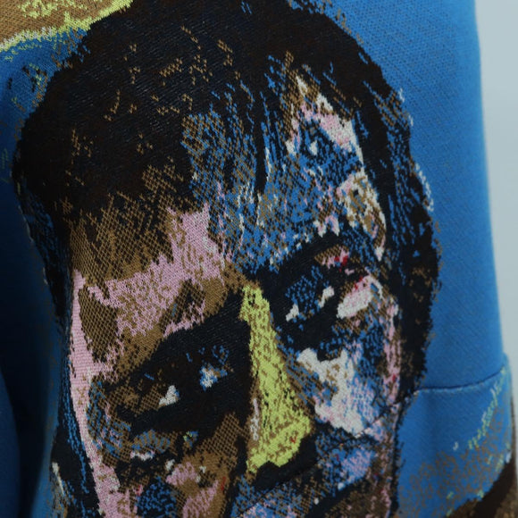 LOUIS VUITTON Knitted Hoodie Cotton Blue LV Auth 179652M