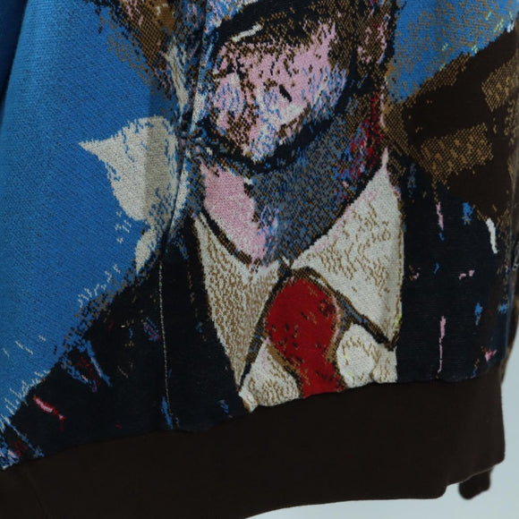 LOUIS VUITTON Knitted Hoodie Cotton Blue LV Auth 179652M