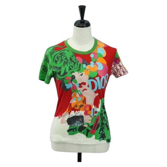 Christian Dior T Shirt Cotton Multicolor Auth 179653M