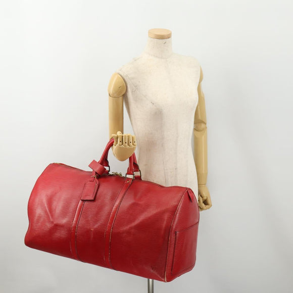 LOUIS VUITTON Epi Keepall 55 Boston Bag Red M42957 LV Auth 179665A