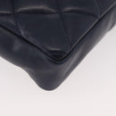 CHANEL Matelasse Waist Bag Lamb Skin Navy Gold CC Auth 179694-10