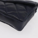 CHANEL Matelasse Waist Bag Lamb Skin Navy Gold CC Auth 179694-11
