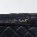 CHANEL Matelasse Waist Bag Lamb Skin Navy Gold CC Auth 179694-14