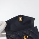 CHANEL Matelasse Waist Bag Lamb Skin Navy Gold CC Auth 179694-17