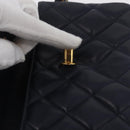 CHANEL Matelasse Waist Bag Lamb Skin Navy Gold CC Auth 179694-19