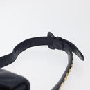 CHANEL Matelasse Waist Bag Lamb Skin Navy Gold CC Auth 179694-8
