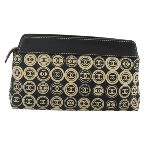 CHANEL Clutch Bag Cotton Beige Gold CC Auth 179696A