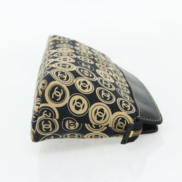 CHANEL Clutch Bag Cotton Beige Gold CC Auth 179696A