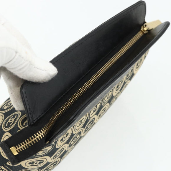 CHANEL Clutch Bag Cotton Beige Gold CC Auth 179696A