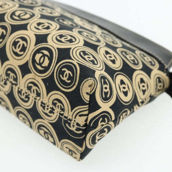 CHANEL Clutch Bag Cotton Beige Gold CC Auth 179696A