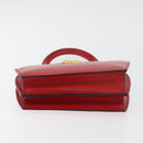 CELINE Circle Hand Bag Leather Red Gold Auth 179697V-6