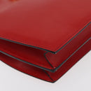 CELINE Circle Hand Bag Leather Red Gold Auth 179697V-9