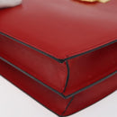 CELINE Circle Hand Bag Leather Red Gold Auth 179697V-15