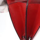 CELINE Circle Hand Bag Leather Red Gold Auth 179697V-10