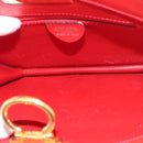 CELINE Circle Hand Bag Leather Red Gold Auth 179697V-11