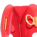 CELINE Circle Hand Bag Leather Red Gold Auth 179697V-21