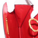 CELINE Circle Hand Bag Leather Red Gold Auth 179697V-25
