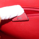 CELINE Circle Hand Bag Leather Red Gold Auth 179697V-12