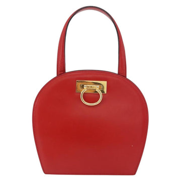 CELINE Circle Hand Bag Leather Red Gold Auth 179697V - 0