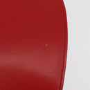 CELINE Circle Hand Bag Leather Red Gold Auth 179697V-3