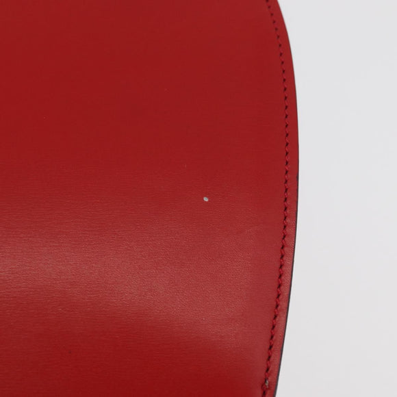 CELINE Circle Hand Bag Leather Red Gold Auth 179697V