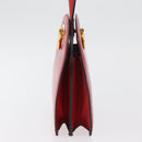 CELINE Circle Hand Bag Leather Red Gold Auth 179697V-5