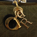 Christian Dior Canage Lady Dior Hand Bag Nylon 2way Khaki Gold Auth 179698-16