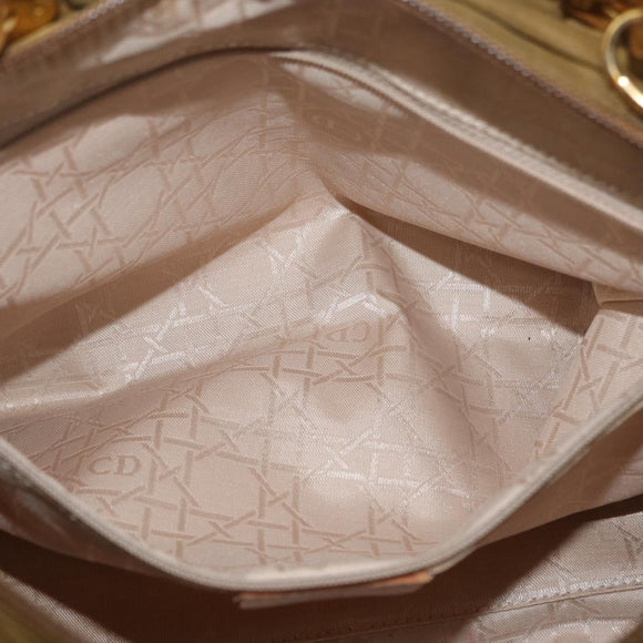 Christian Dior Canage Lady Dior Hand Bag Nylon 2way Khaki Gold Auth 179698