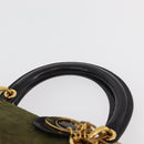 Christian Dior Canage Lady Dior Hand Bag Nylon 2way Khaki Gold Auth 179698-8