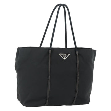 PRADA Hand Bag Nylon Black Silver Auth 179699A