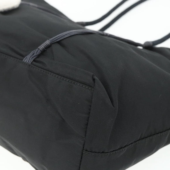 PRADA Hand Bag Nylon Black Silver Auth 179699A