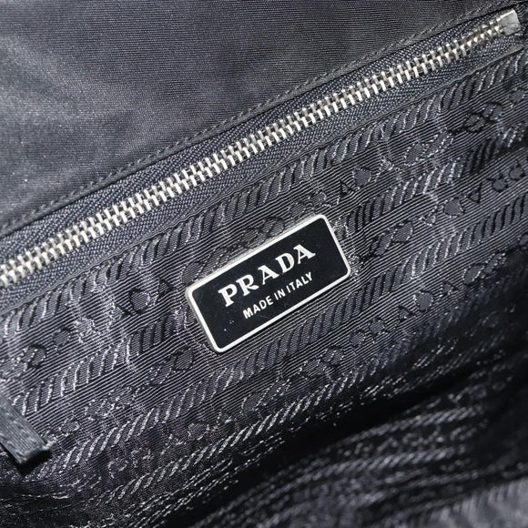 PRADA Hand Bag Nylon Black Silver Auth 179699A