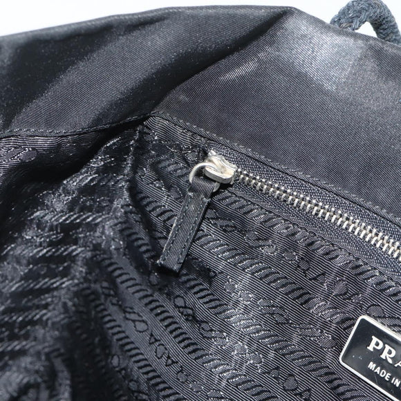 PRADA Hand Bag Nylon Black Silver Auth 179699A