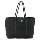 PRADA Hand Bag Nylon Black Silver Auth 179699A-13