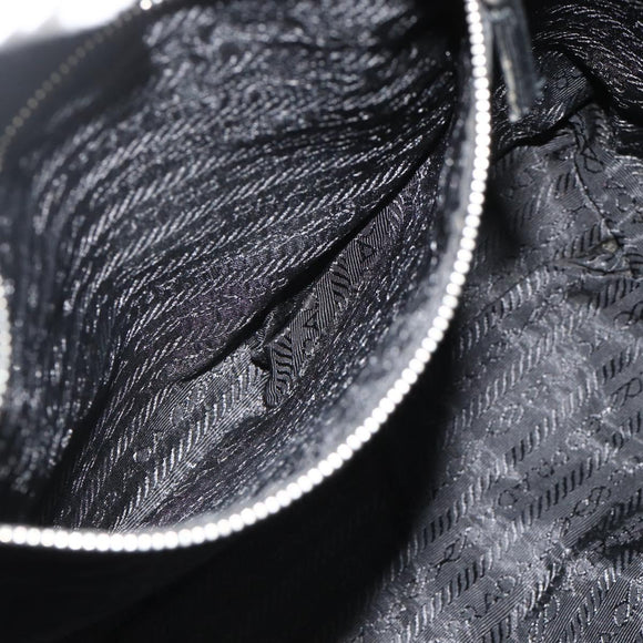PRADA Hand Bag Nylon Black Silver Auth 179699A