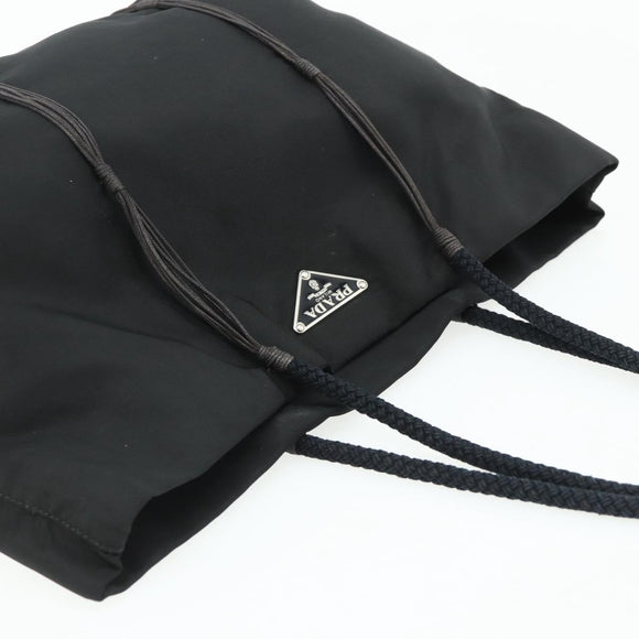 PRADA Hand Bag Nylon Black Silver Auth 179699A