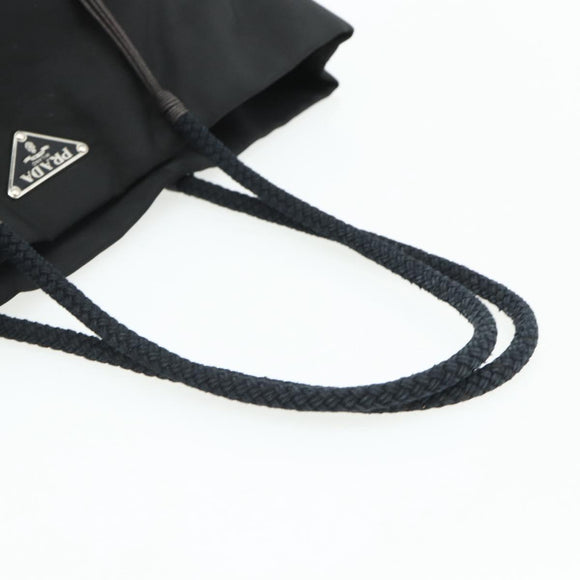 PRADA Hand Bag Nylon Black Silver Auth 179699A