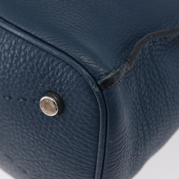 FENDI Celeria Anna Umhängetasche Leder 2way Marine Silber Auth 179700A