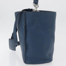 FENDI Celeria Anna Umhängetasche Leder 2way Marine Silber Auth 179700A-5