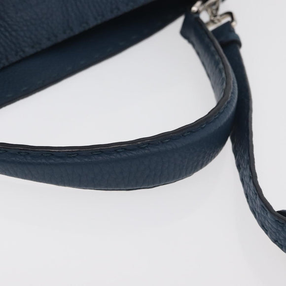 FENDI Celeria Anna Umhängetasche Leder 2way Marine Silber Auth 179700A