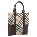 BURBERRY Nova Check Tote Bag Canvas Beige Gold Auth 179704A-1