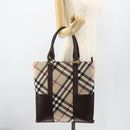 BURBERRY Nova Check Tote Bag Canvas Beige Gold Auth 179704A-23